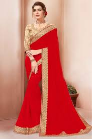 Red Designer Saree