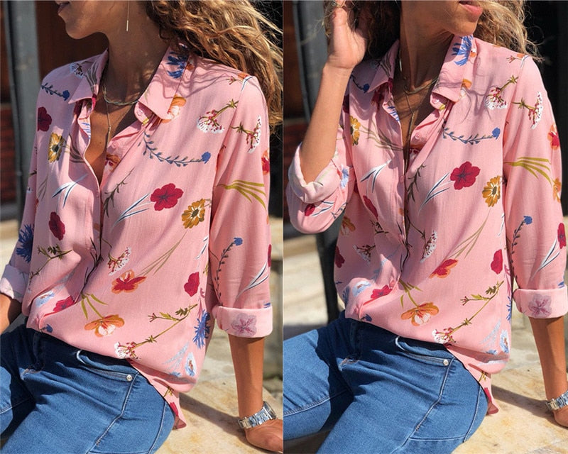 Pink Floral Print Shirt